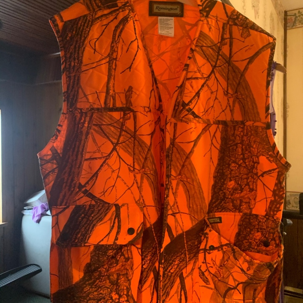 Orange camp hunting vest.